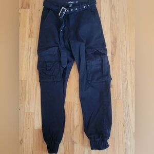 Black cargo cuffed pants
